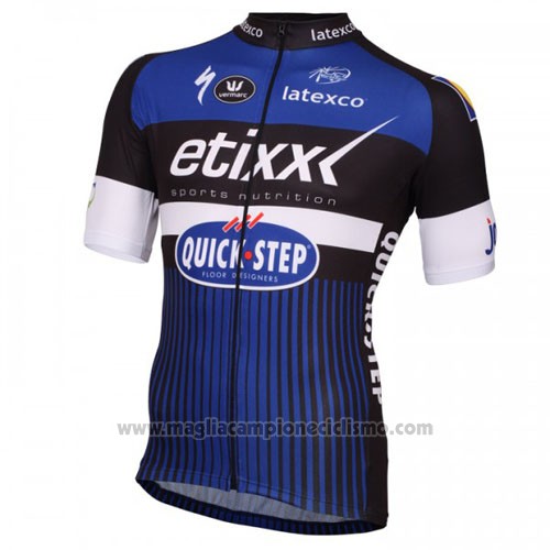 2016 Abbigliamento Ciclismo Etixx Quick Step Bianco e Blu Manica Corta e Salopette
